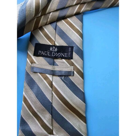 Paul Dione Diagnol Stiped Tie  Silk - Picture 4 of 4